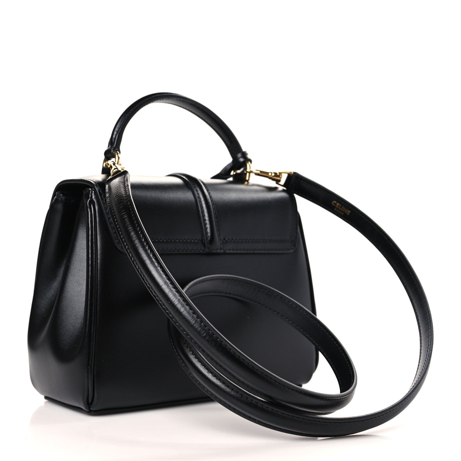 Celine Satinated Calfskin Mini 16 Top Handle Bag Black 3 of 9