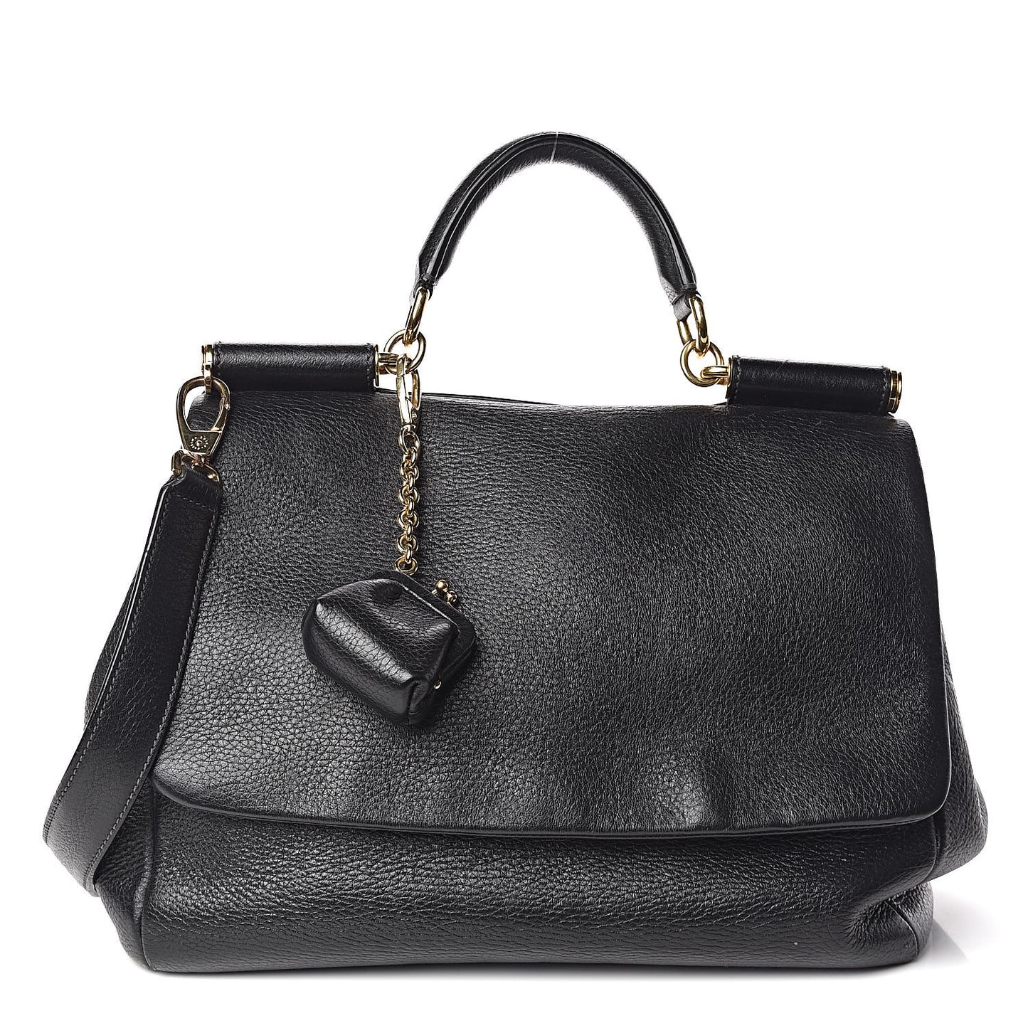 Grained Deerskin Large Miss Sicily Satchel Black