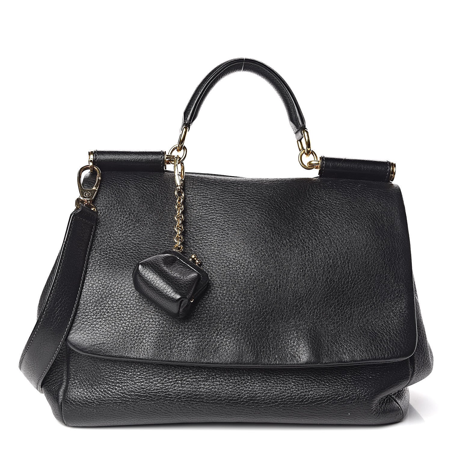 Dolce & Gabbana Grained Deerskin Large Miss Sicily Satchel Black 1 of 9
