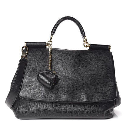 Dolce & Gabbana Grained Deerskin Large Miss Sicily Satchel Black 1 of 9