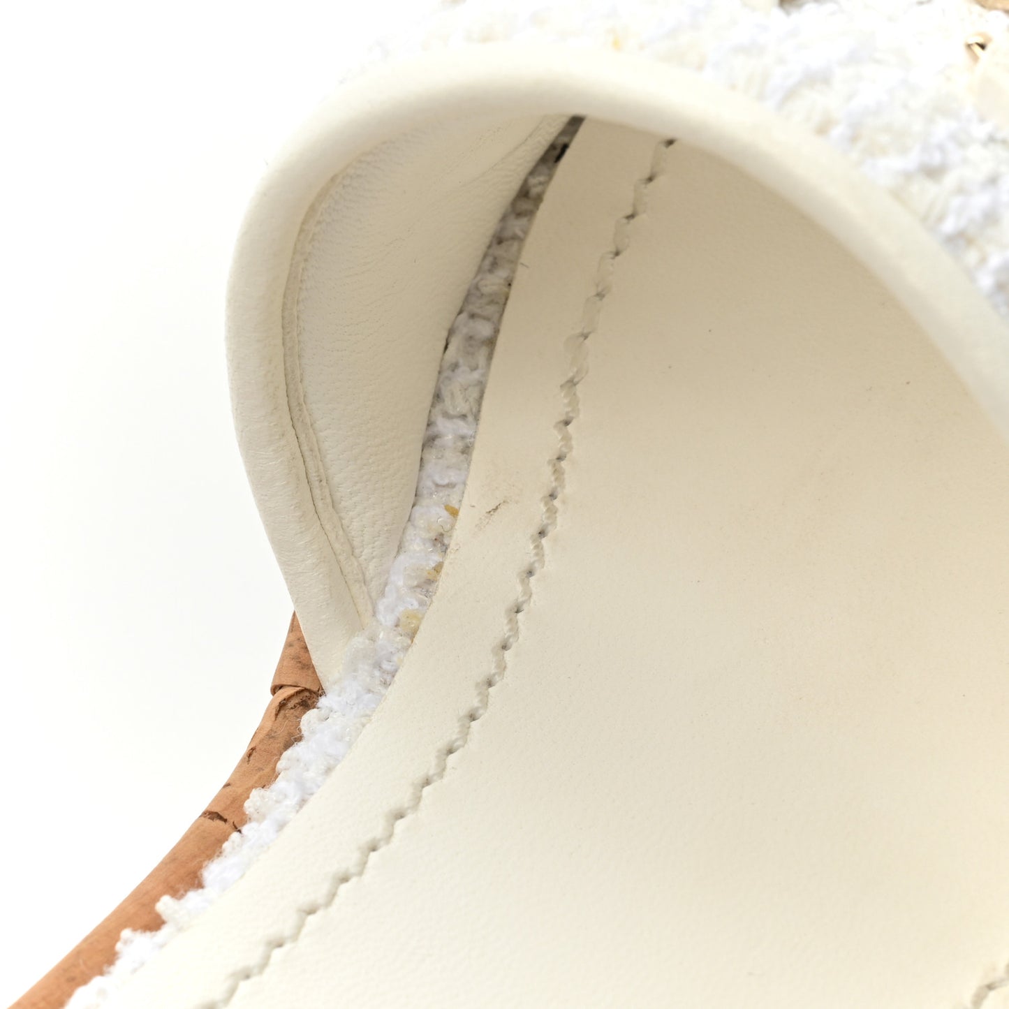 Tweed Cork CC Chain Mule Sandal 36.5 White