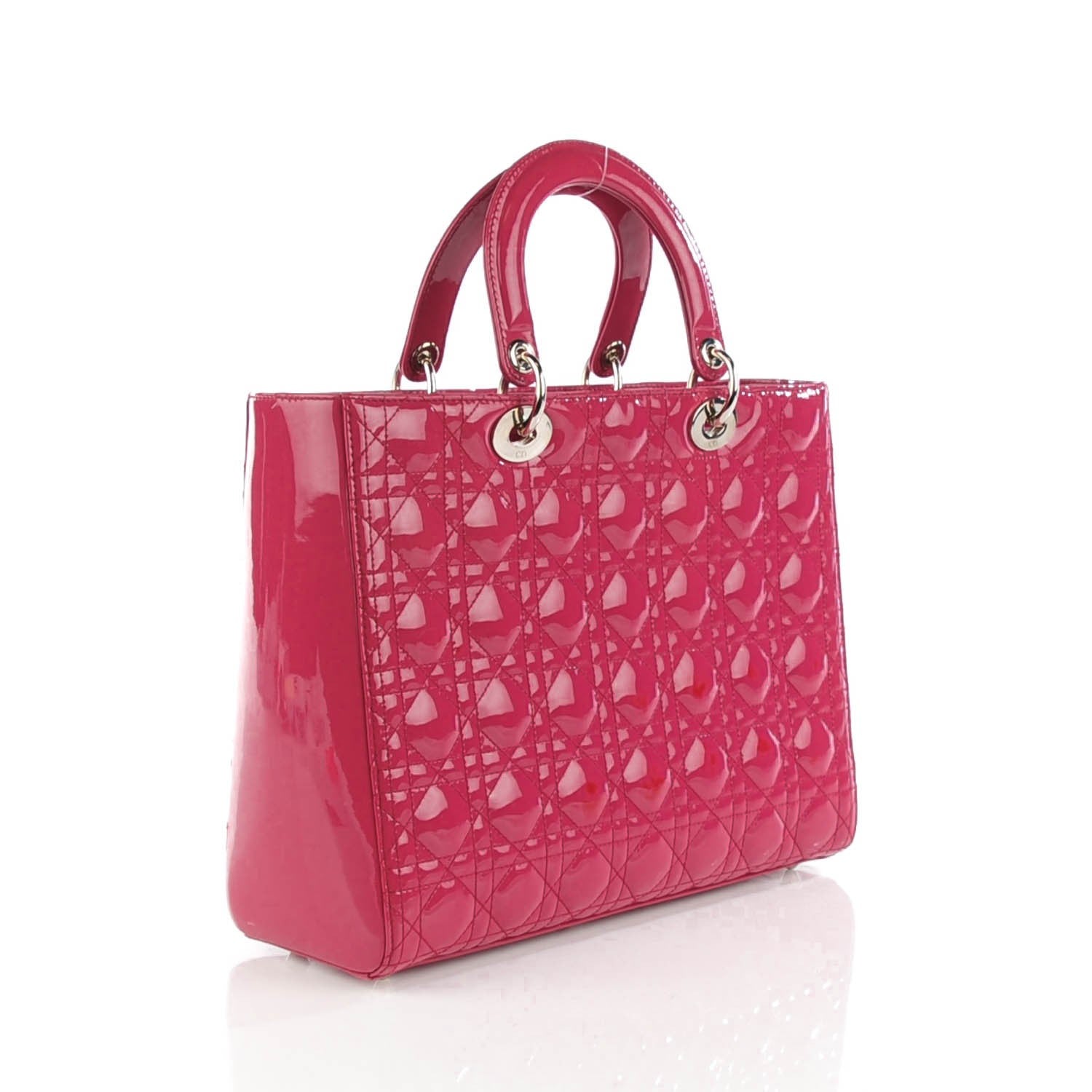 Christian Dior Patent Cannage Large Lady Dior Fuchsia 3 of 9