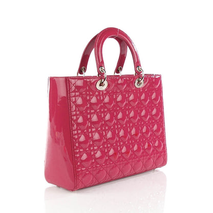 Christian Dior Patent Cannage Large Lady Dior Fuchsia 3 of 9