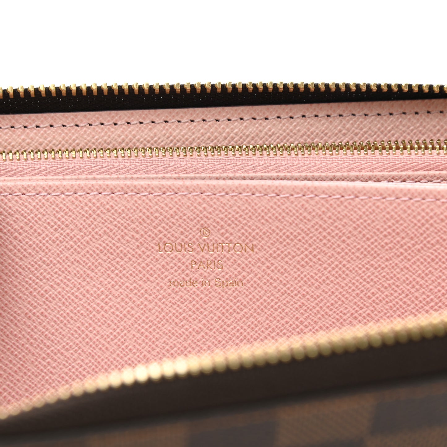 Damier Ebene Zippy Wallet Rose Ballerine