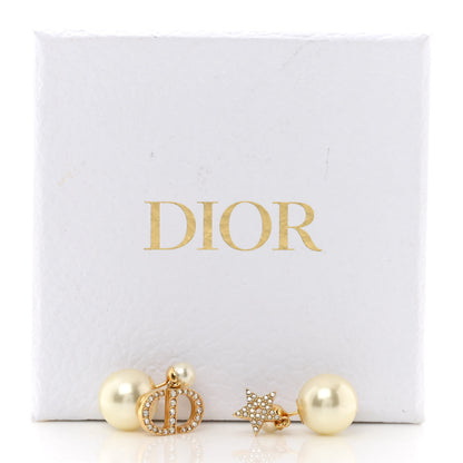 Christian Dior Pearl Crystal Mise En Dior Logo Tribal Earrings Gold 5 of 5
