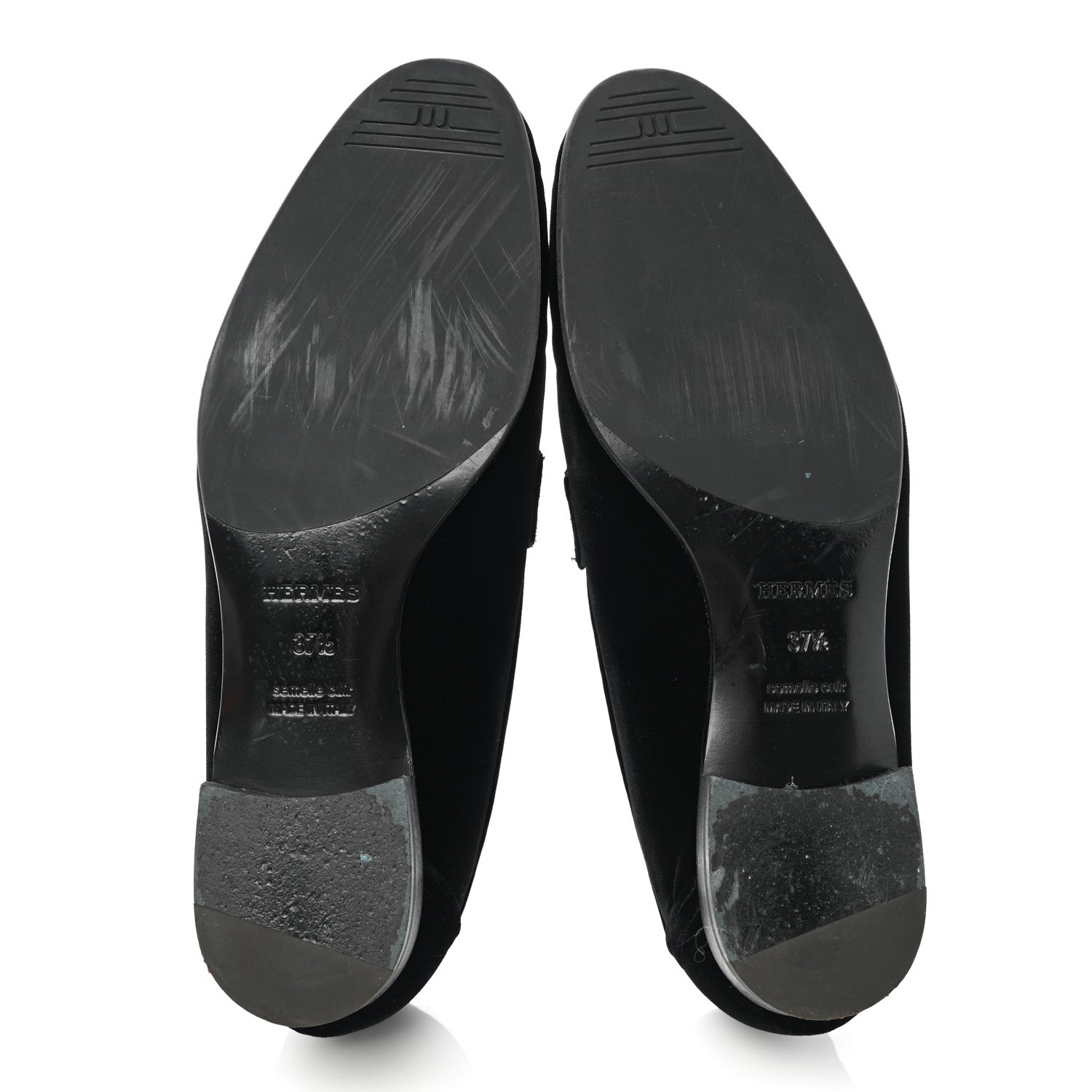Hermes Velvet Womens Paris Loafers 37.5 Black 5 of 13