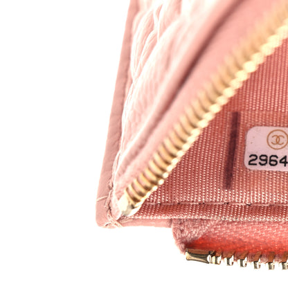Chanel Caviar Camellia Embossed Classic Flat Wallet Pouch Pink 7 of 9