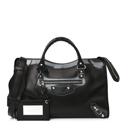 Balenciaga Smooth Calfskin Metallic Patent Giant 12 Silver Hardware City Black Gris 1 of 11