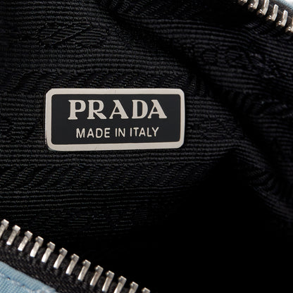 Prada Tessuto Nylon Saffiano Impunturato Quilted Barrel Pochette Blue 6 of 10