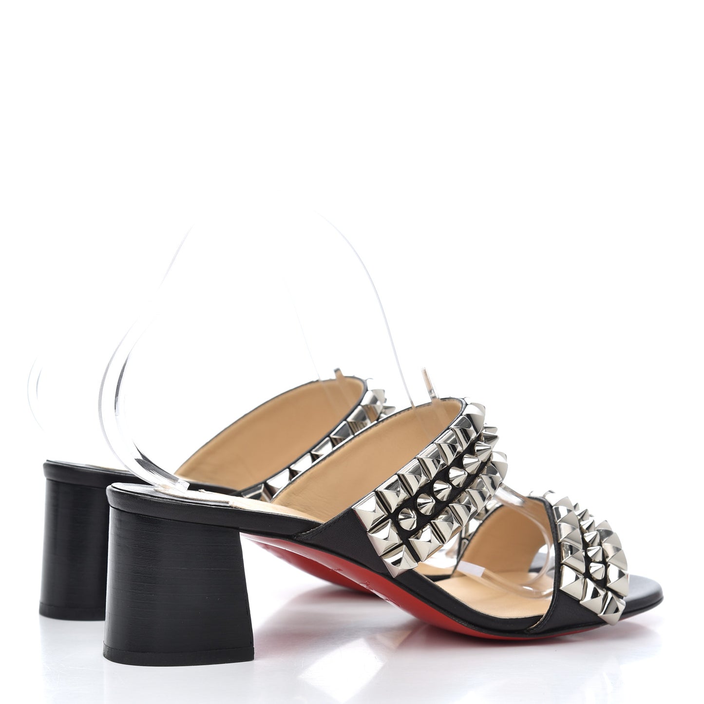 Calfskin Studded Tina Goes Mad 55 Slide Sandals 40 Black