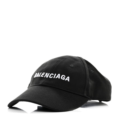 Balenciaga Bio Cotton Logo Classic Baseball Cap 59 L Black White 1 of 9