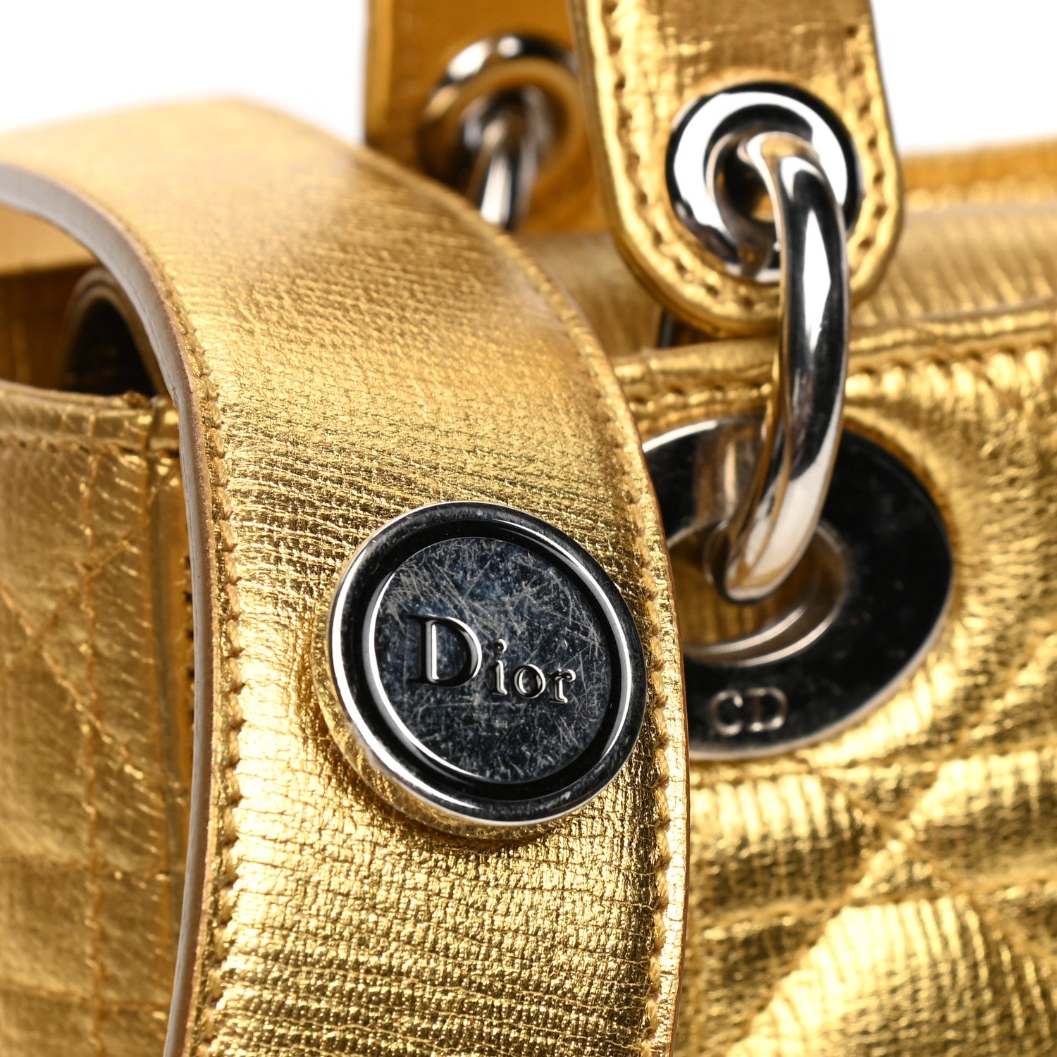Christian Dior Metallic Grained Calfskin Cannage Small Lucky Badges My Lady Dior Gold 6 of 7