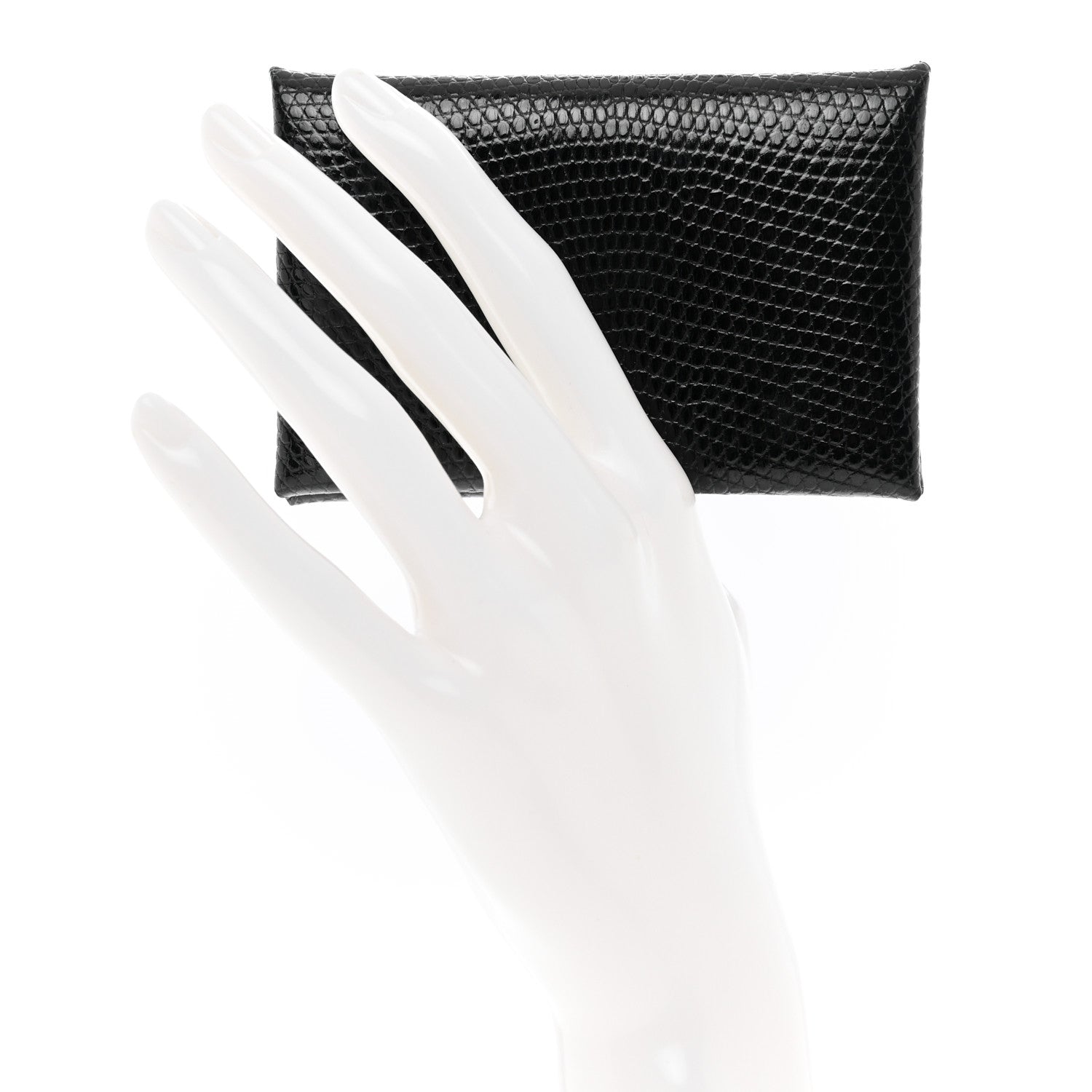 Hermes Lizard Calvi Card Case Black 2 of 7