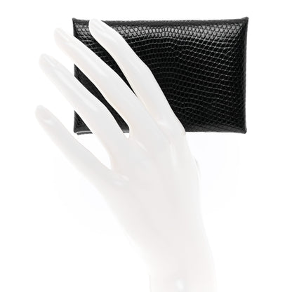 Hermes Lizard Calvi Card Case Black 2 of 7