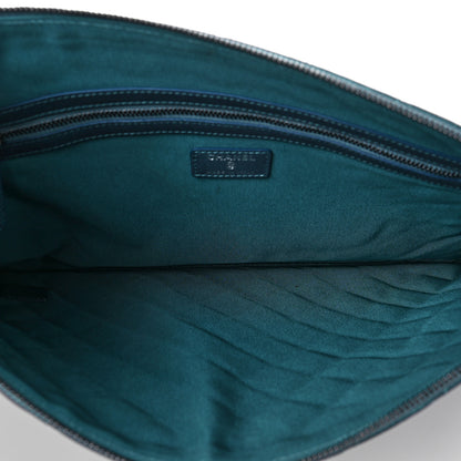 Chanel Iridescent Lambskin Quilted Large Cosmetic Case Turquoise 5 of 6