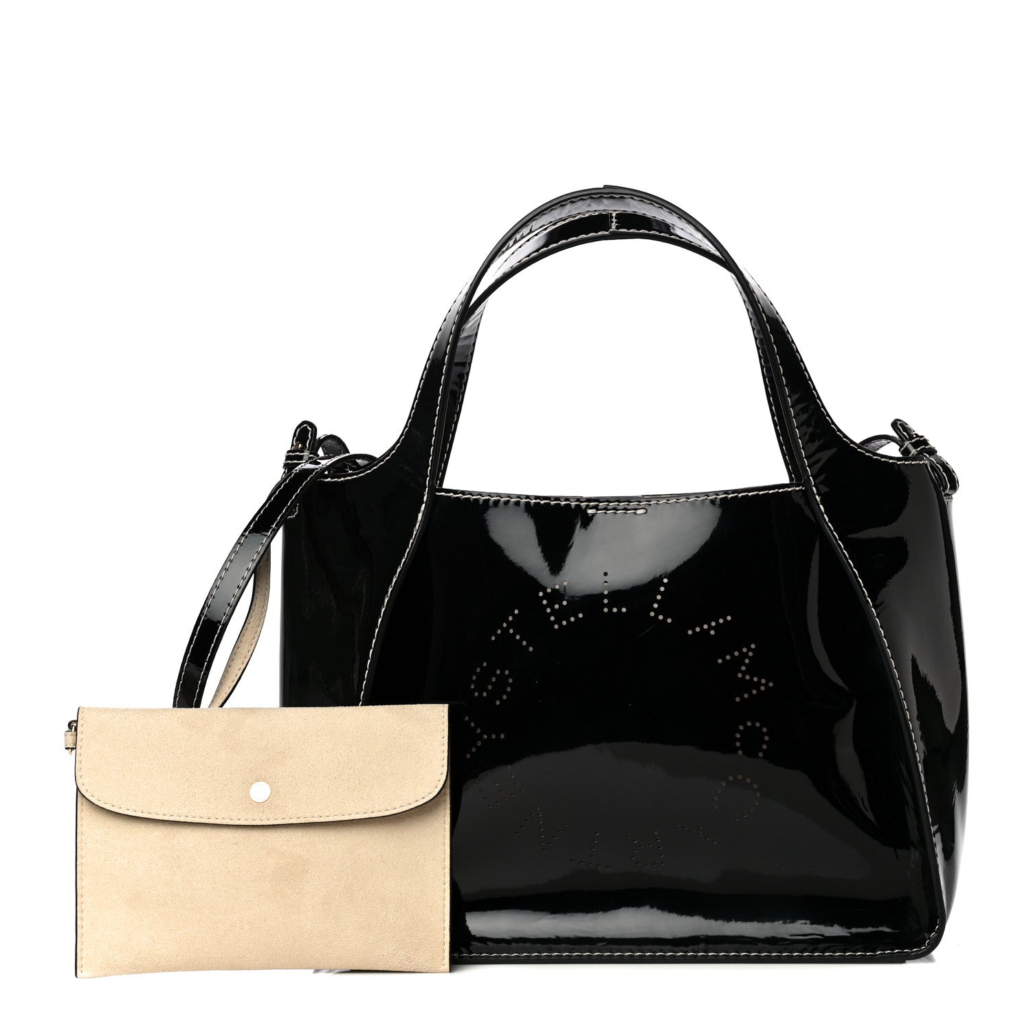 Stella McCartney Patent East West Perforated Tote Black 1 of 9