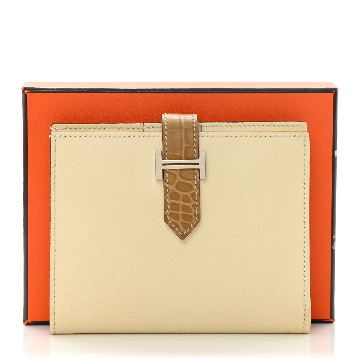 Hermes Epsom Shiny Alligator Bearn Touch Compact Wallet Nata Sable 11 of 11