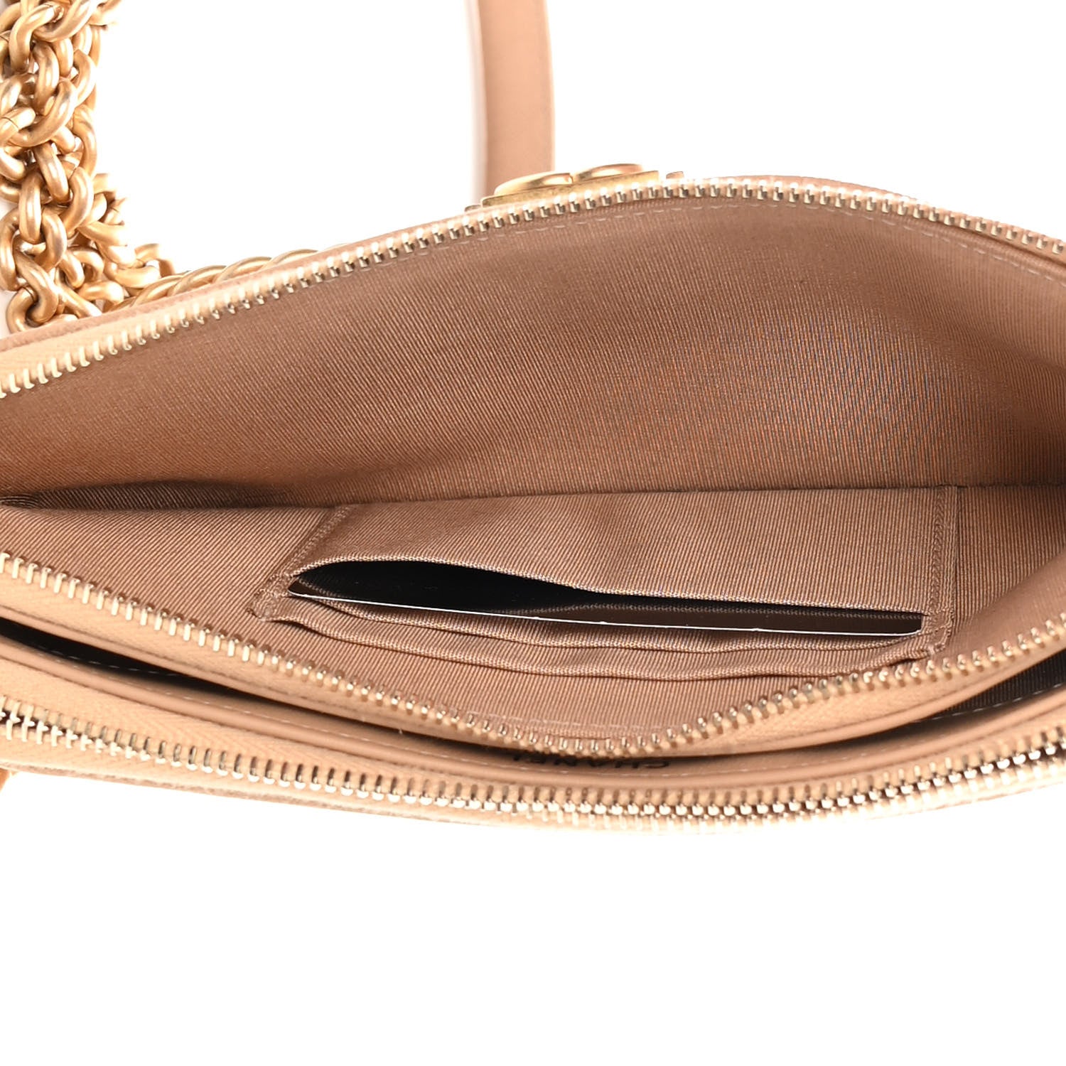 Chanel Caviar Quilted Small Boy Clutch With Chain Beige 7 of 18