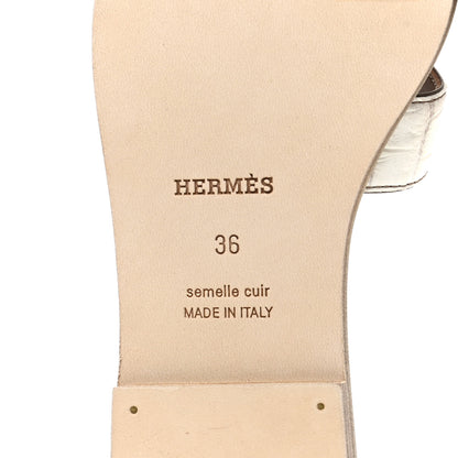 Hermes Matte Niloticus Crocodile Himalaya Oran Sandals 36 Blanc 6 of 8