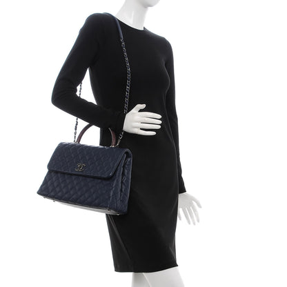 Chanel Caviar Lizard Quilted Medium Coco Handle Flap Navy 2 of 7