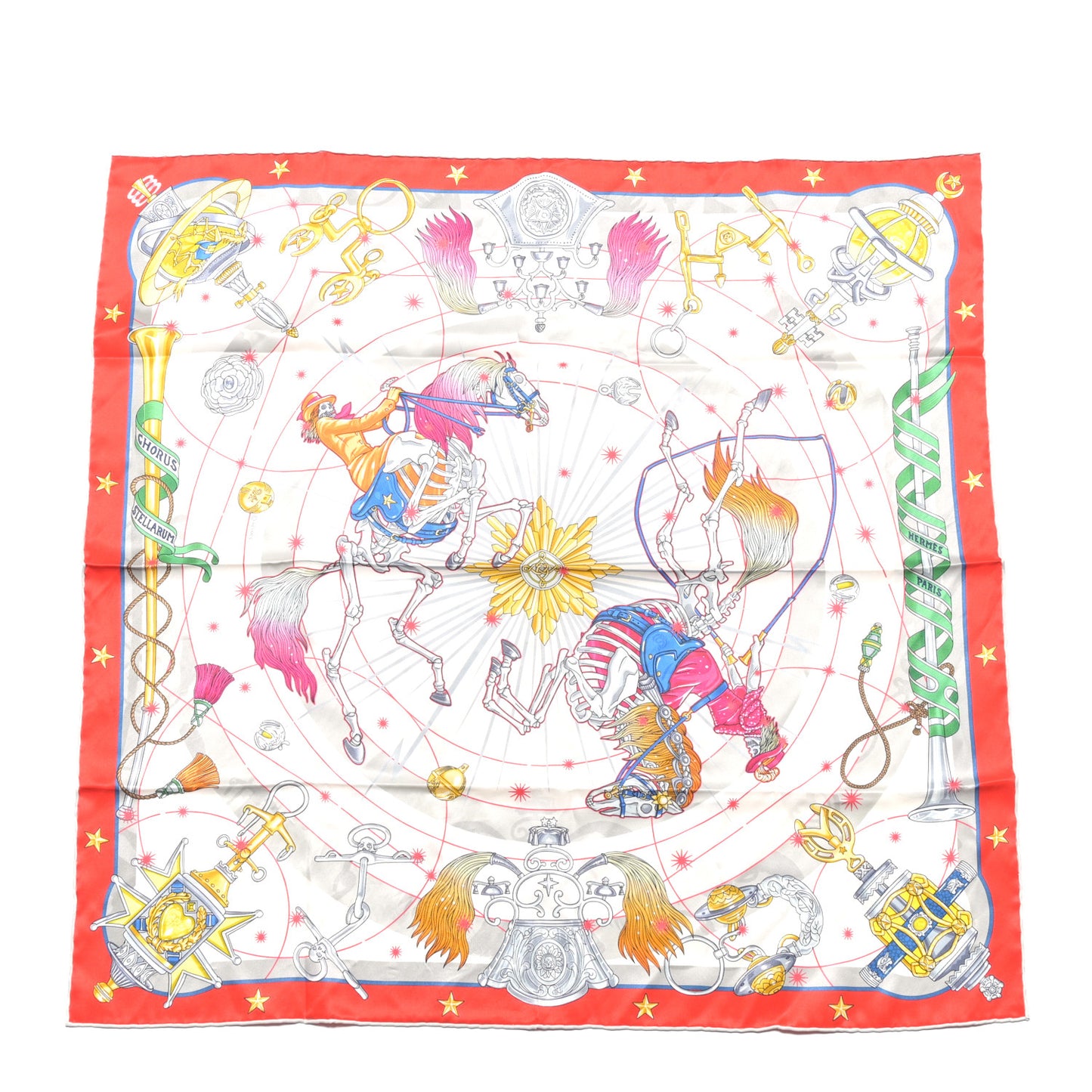 Silk Chorus Stellarum Scarf 70 Rouge White Multicolor