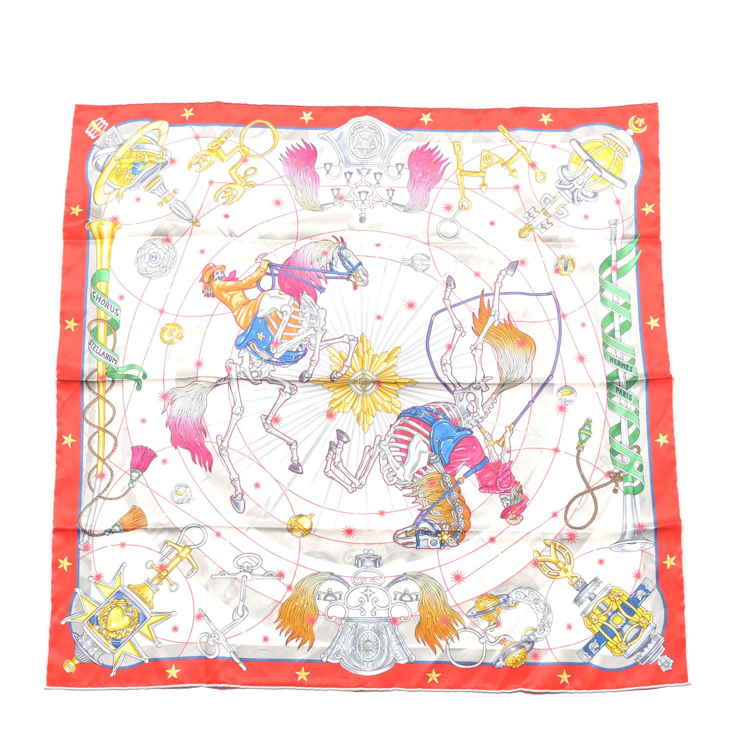 Hermes Silk Chorus Stellarum Scarf 70 Rouge White Multicolor 1 of 6