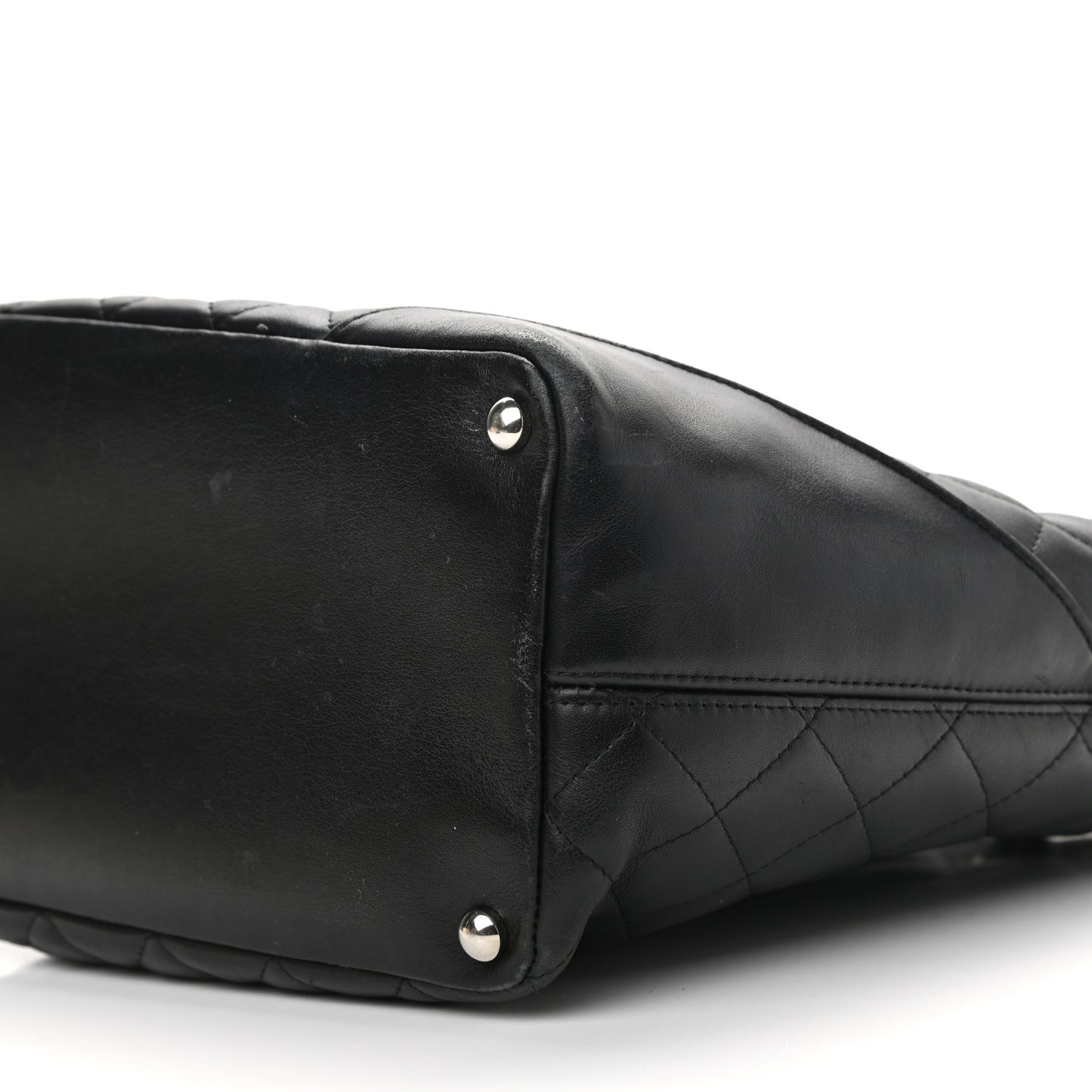 Calfskin Quilted Medium Cambon Tote Black White