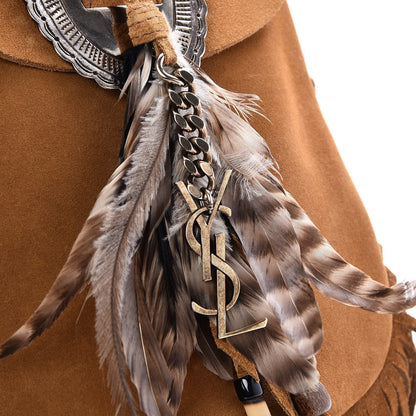 Saint Laurent Suede Fringe Flat Anita Crossbody Bag Camel 8 of 10