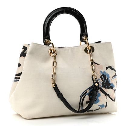 Christian Dior Canvas Printed Flower D-Light Tote White 3 of 11