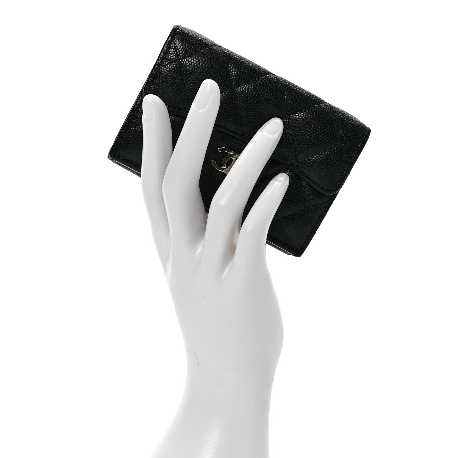 Chanel Caviar Quilted Tri-Fold Flap Wallet Black 2 of 7
