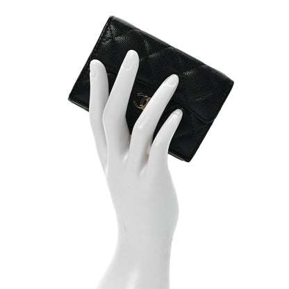 Chanel Caviar Quilted Tri-Fold Flap Wallet Black 2 of 7