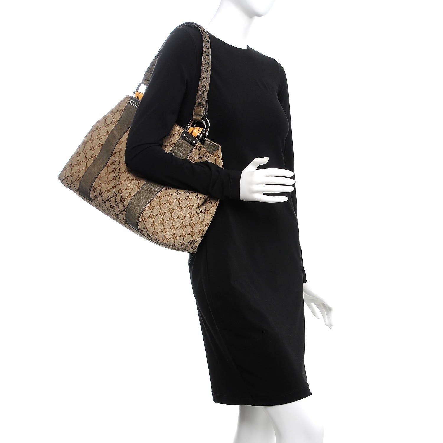 Gucci Monogram Bamboo Bar Medium Tote Olive 2 of 7