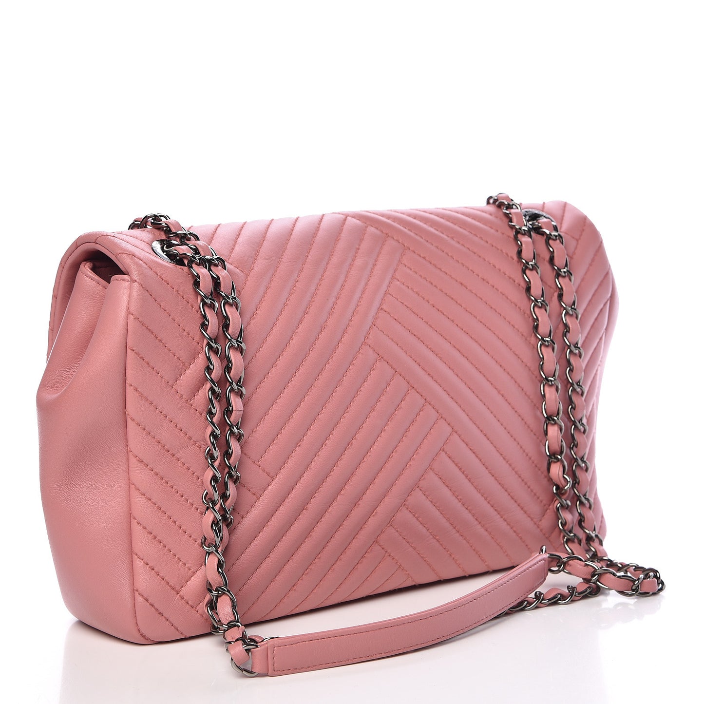 Lambskin Quilted Large CC Crossing Flap Pink