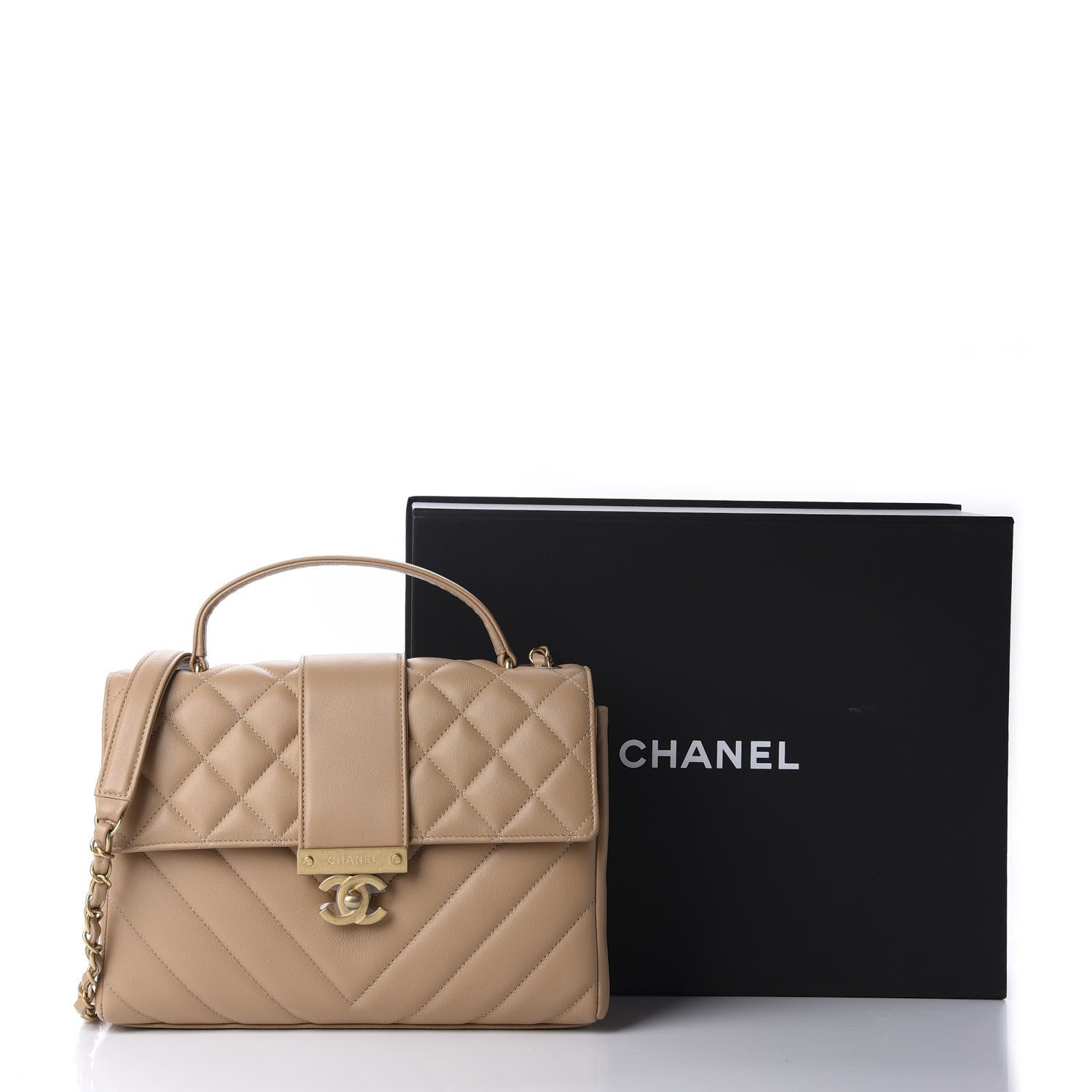 Chanel Calfskin Quilted Chevron In The City Bag Beige 12 of 12