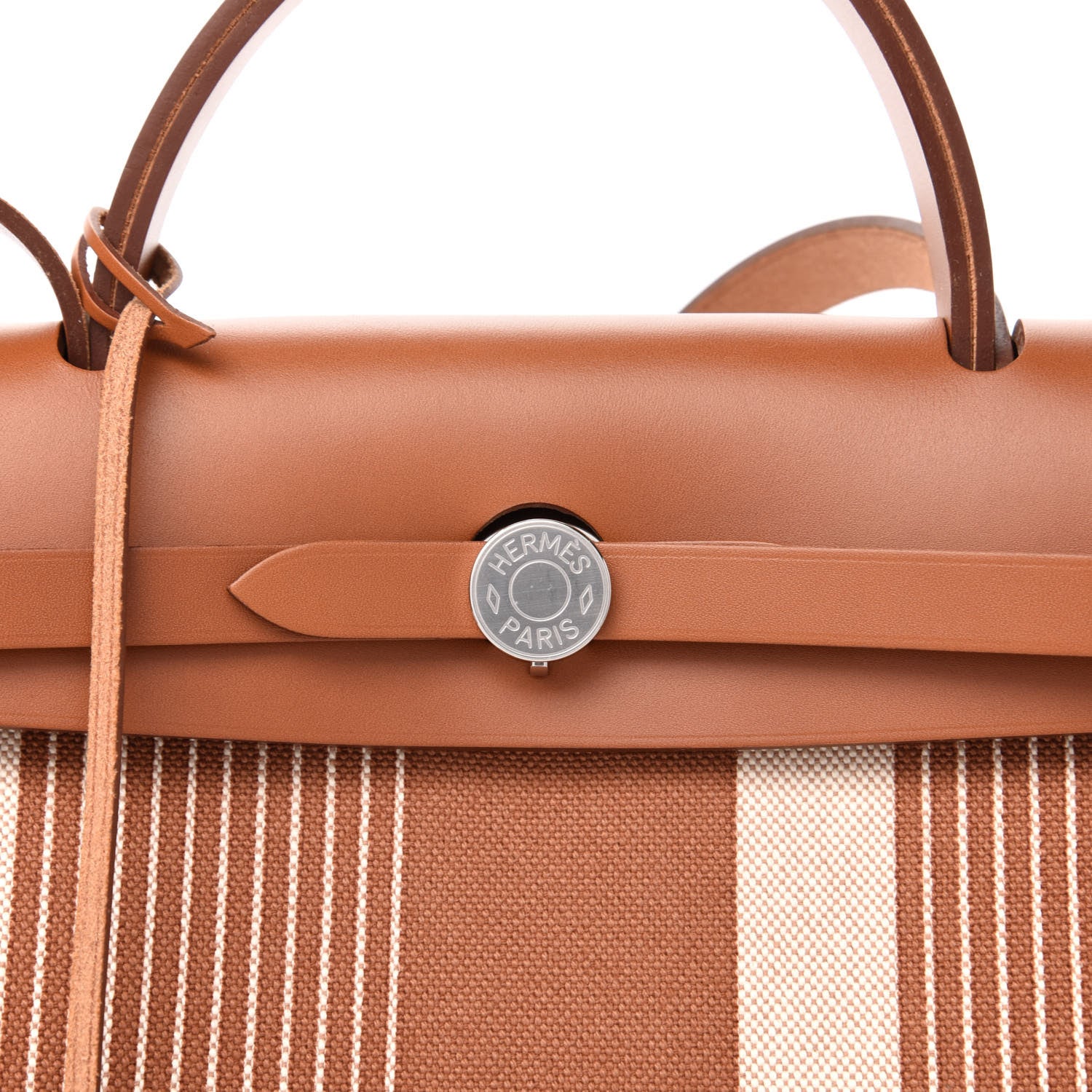 Hermes Vache Hunter Toile H Vibration Herbag Zip Retourne 31 PM Fauve Ecru Beige 11 of 12