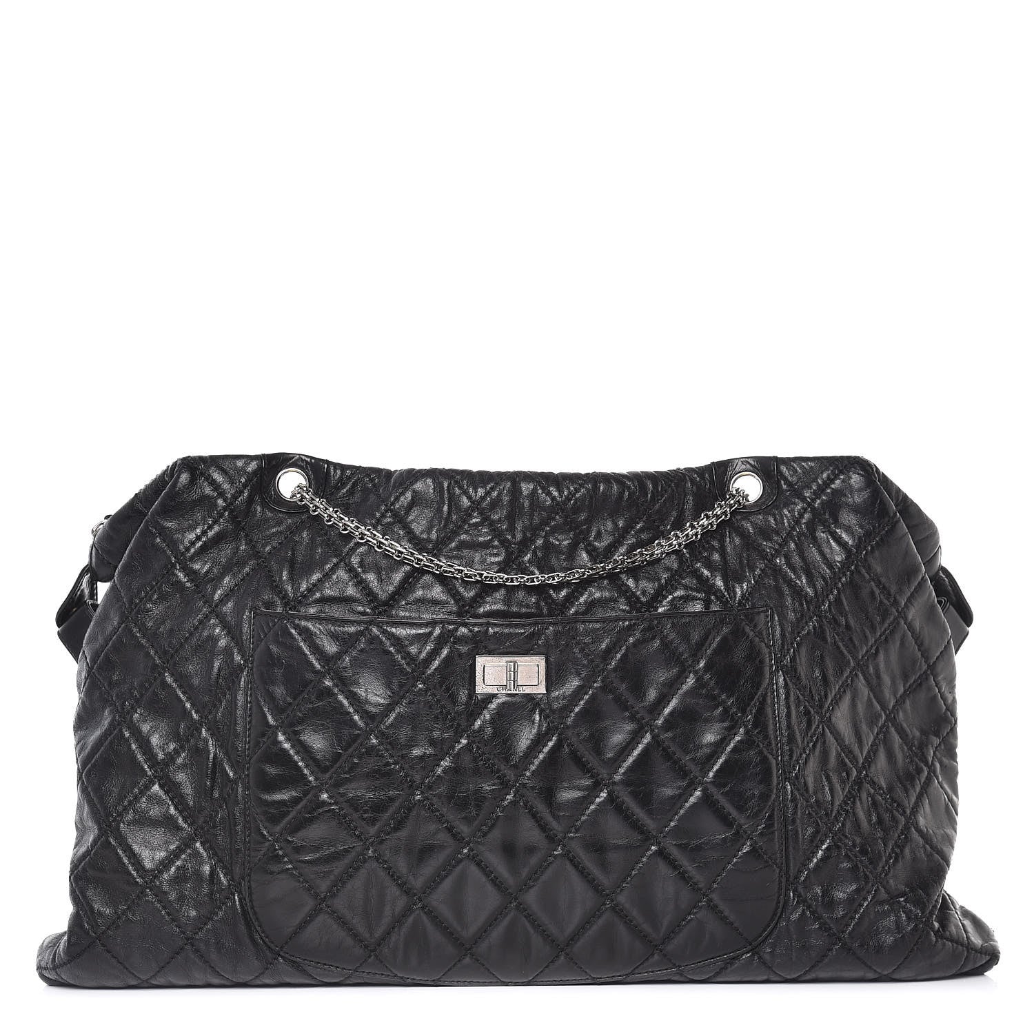 Chanel Aged Calfskin Oversized Reissue Overnight Tote Black 1 of 16
