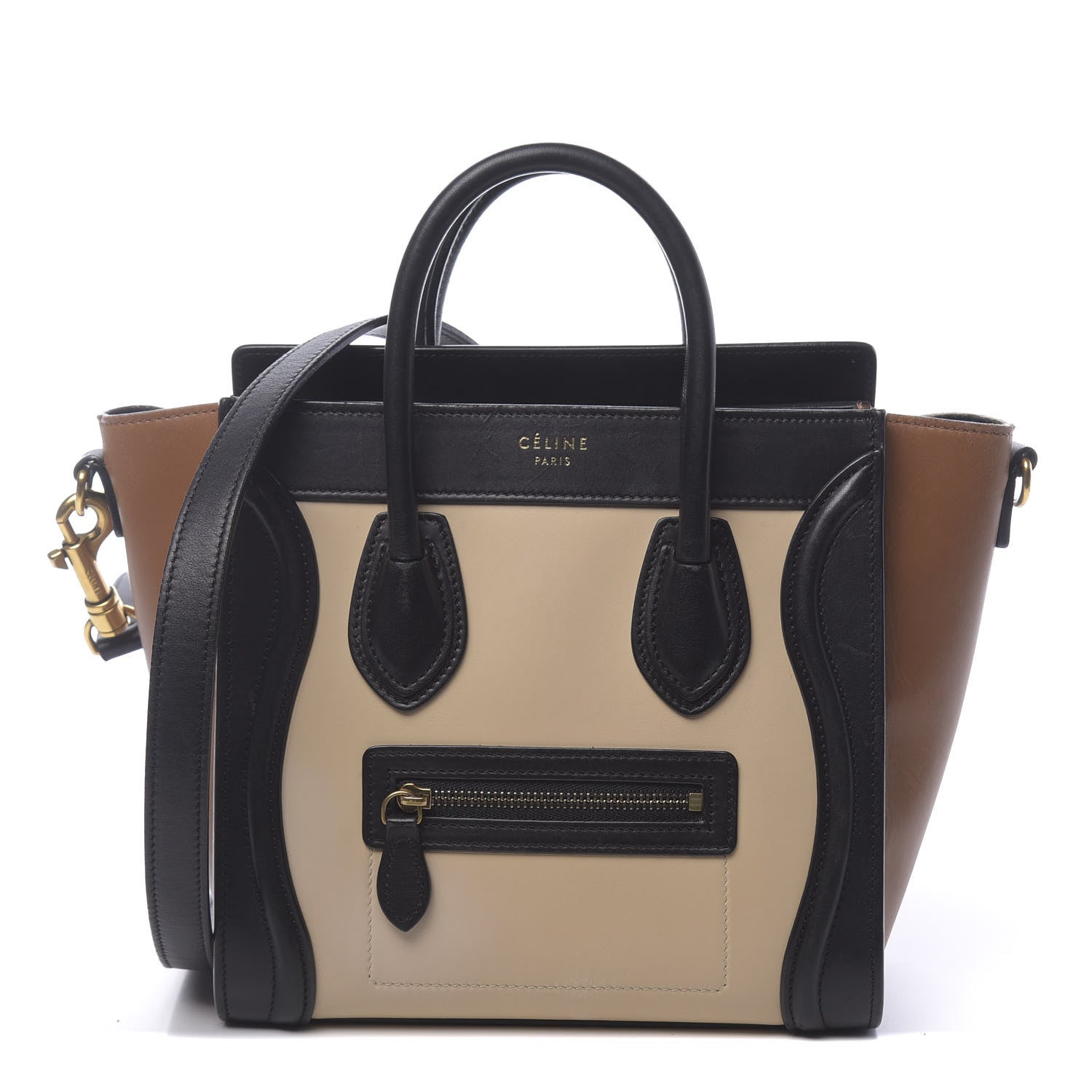 Celine Satin Calfskin Nano Tri-Color Luggage Seashell 1 of 14