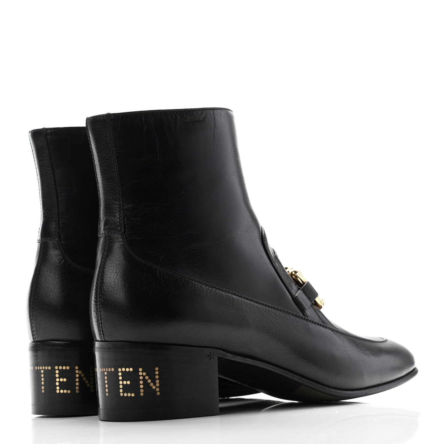 Gucci Goatskin Kitten Chain Horsebit Ankle Boots 40 Black 4 of 11