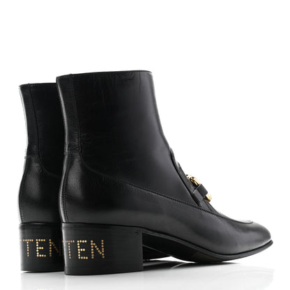 Gucci Goatskin Kitten Chain Horsebit Ankle Boots 40 Black 4 of 11