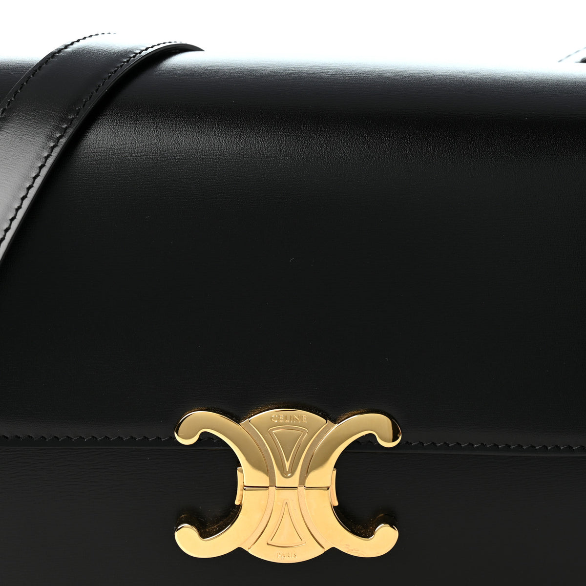 Celine Shiny Calfskin Medium Triomphe Black 7 of 9