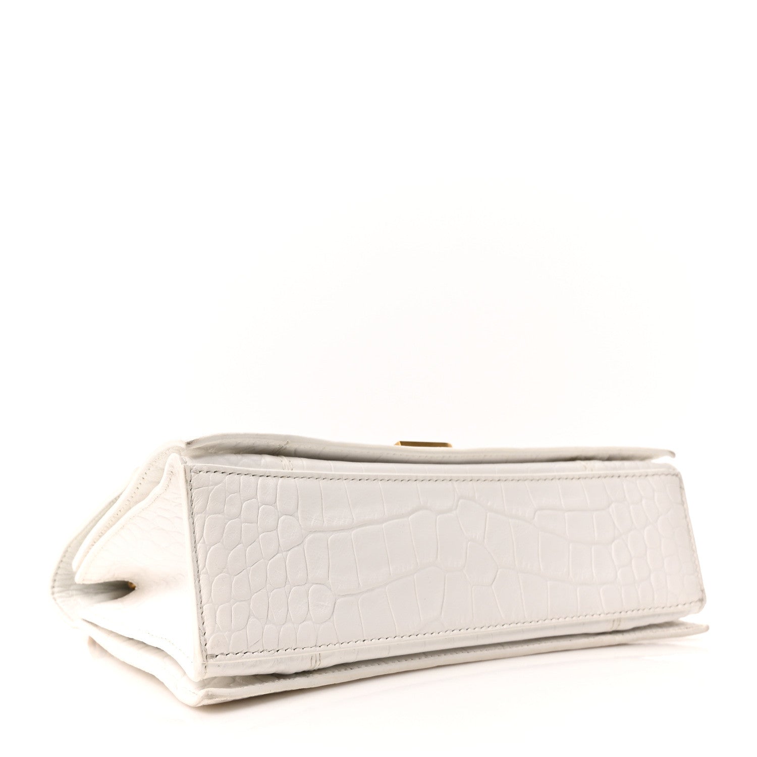 Balenciaga Extra Supple Calfskin Crocodile Embossed Small Crush Chain Bag Optic White 4 of 10