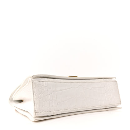 Balenciaga Extra Supple Calfskin Crocodile Embossed Small Crush Chain Bag Optic White 4 of 10