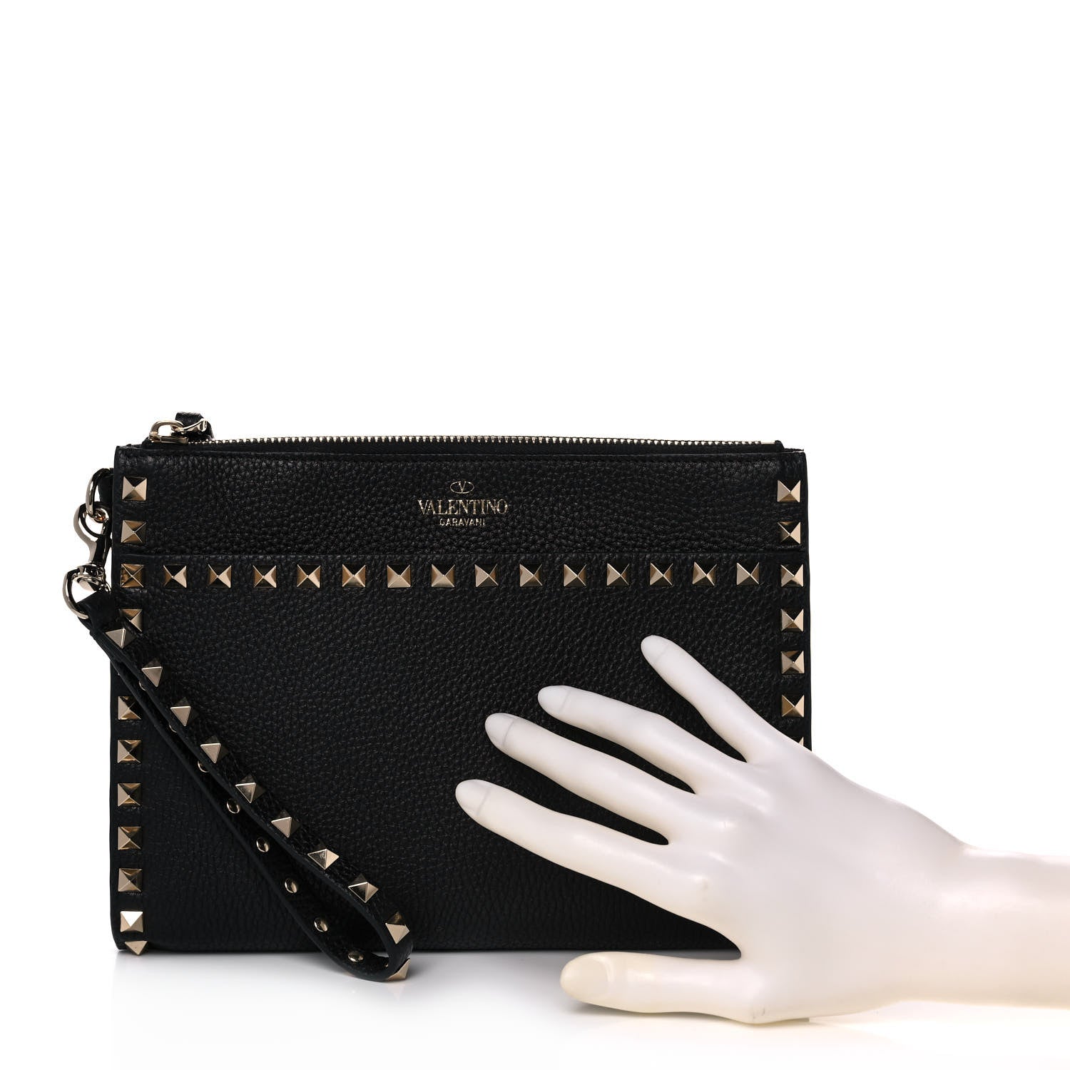 Valentino Garavani Nappa Medium Rockstud Flat Pouch Black 2 of 9