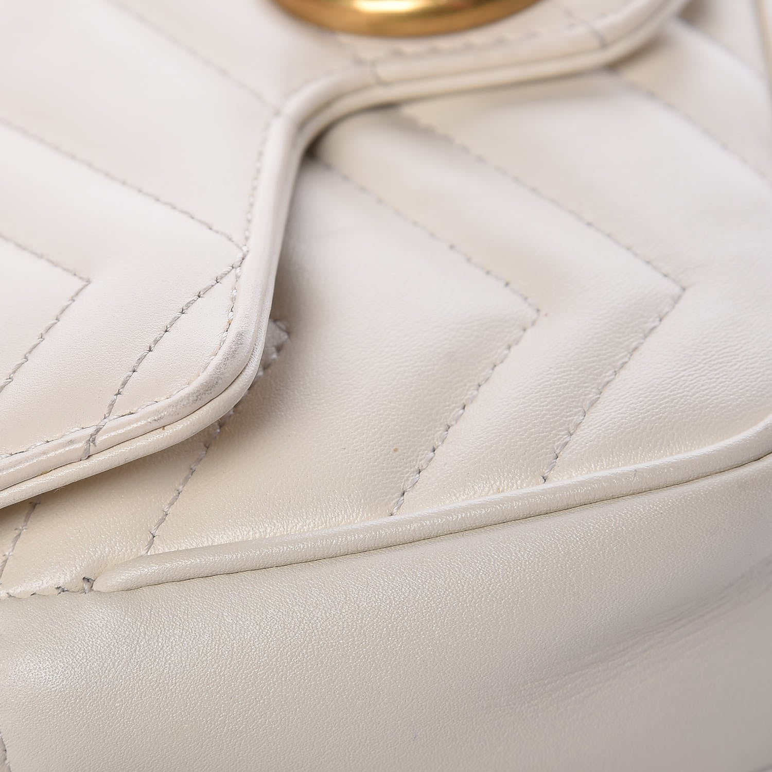 Gucci Calfskin Matelasse Super Mini GG Marmont Shoulder Bag White 16 of 17