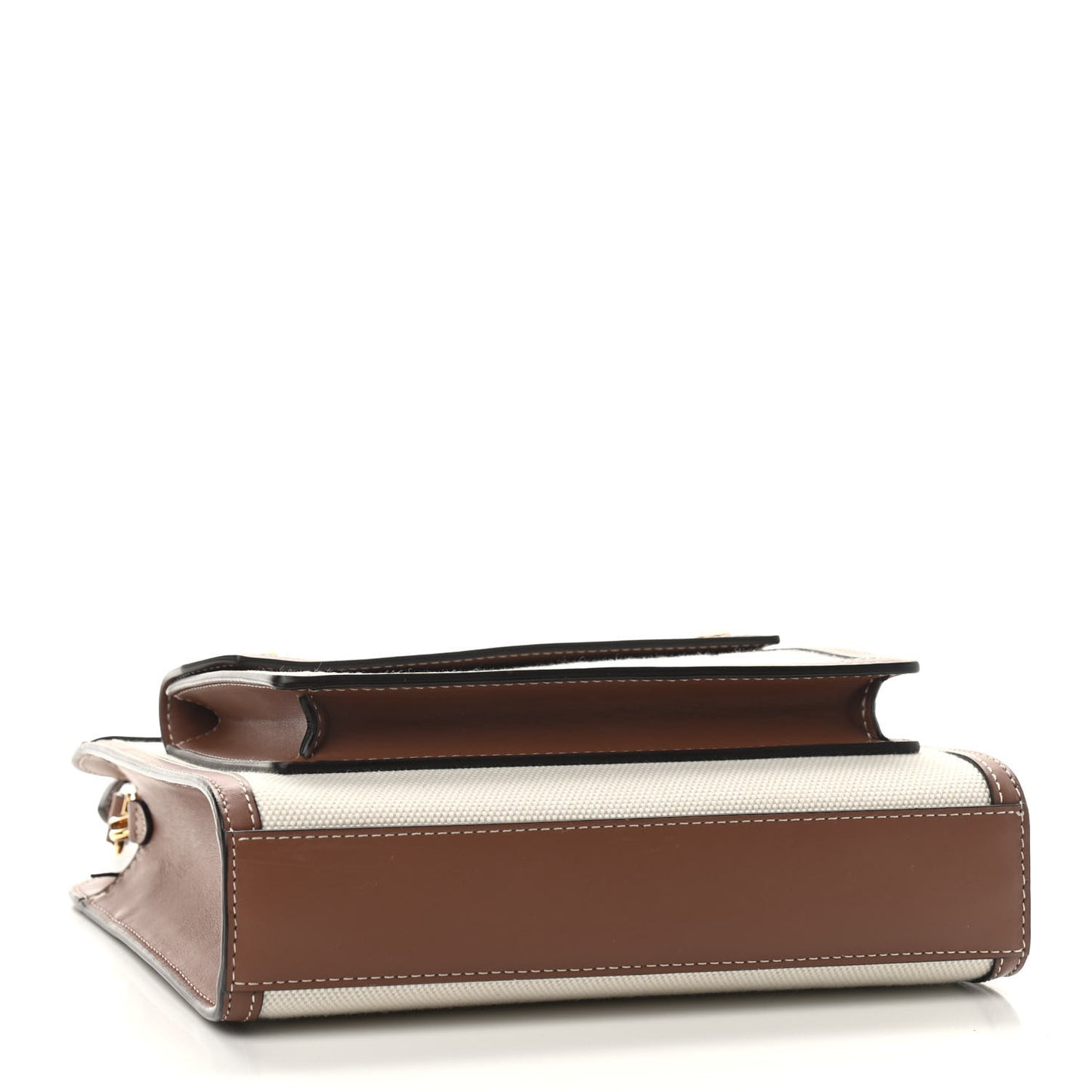 Canvas Smooth Calfskin Two Tone Mini Pocket Bag Natural Malt Brown