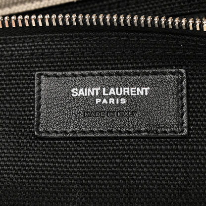 Saint Laurent Linen Calfskin Rive Gauche Tote White Black 6 of 10