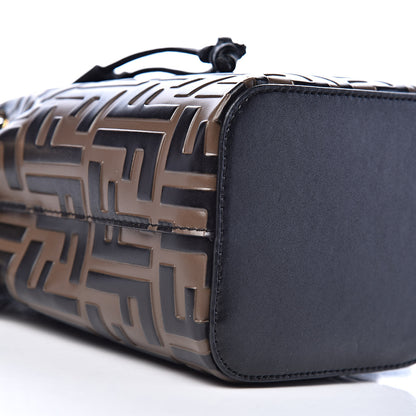 Fendi Vitello Liberty F is Fendi Bi-Color FF 1974 Embossed Mini Mon Tresor Bucket Bag Maya Black 10 of 12