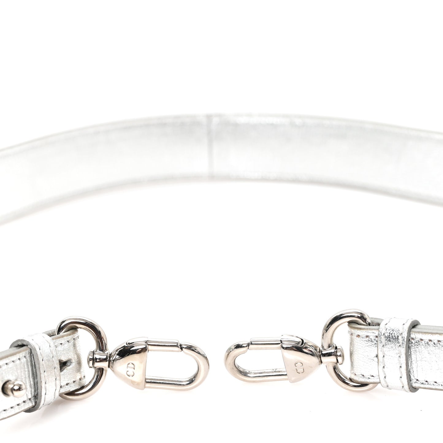 Metallic Grained Calfskin Lucky Badges Shoulder Strap  Silver
