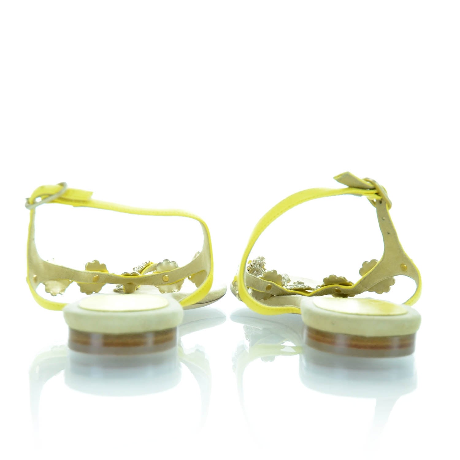 Chanel Leather Camellia Thong Sandals 36 Yellow 2 of 7