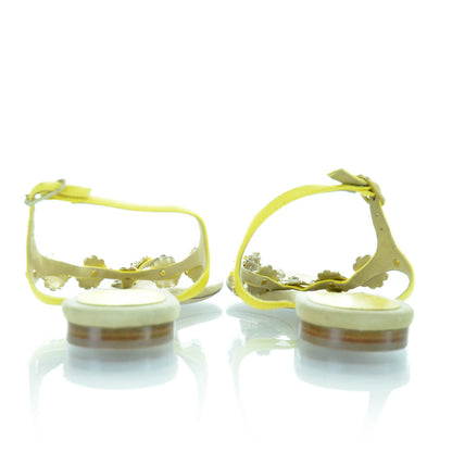 Chanel Leather Camellia Thong Sandals 36 Yellow 2 of 7